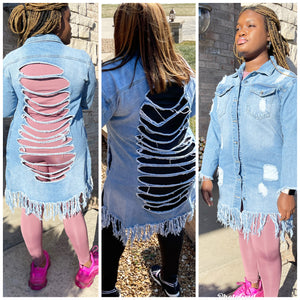 "Denim Fringe" Plus Size