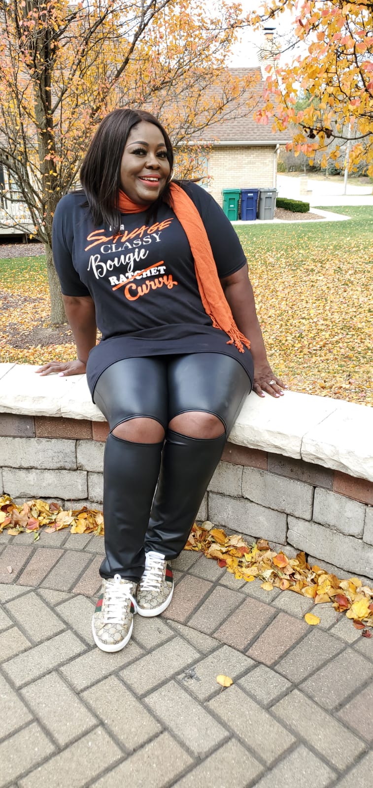 Plus Size Peek-A-Boo Leather Leggings